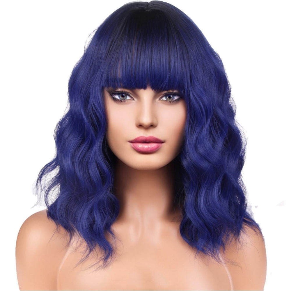Stylish Blue Wavy Synethtic Hair Wig